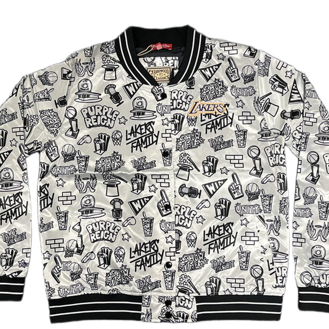 Mitchell And Ness Mitchell And Ness Nba W Doodle Satin J Jacket Gld MN1272LALYYPPPPTWHS