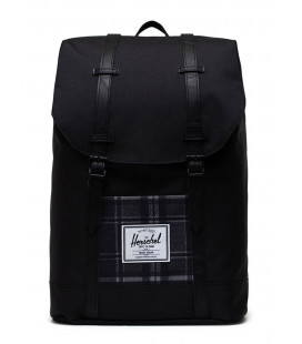 Herschel Retreat Black/Grayscale Plaid Backpack