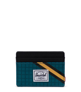Herschel Charlie Rfid Harbour Blue Grid/Black/Amber Wallet