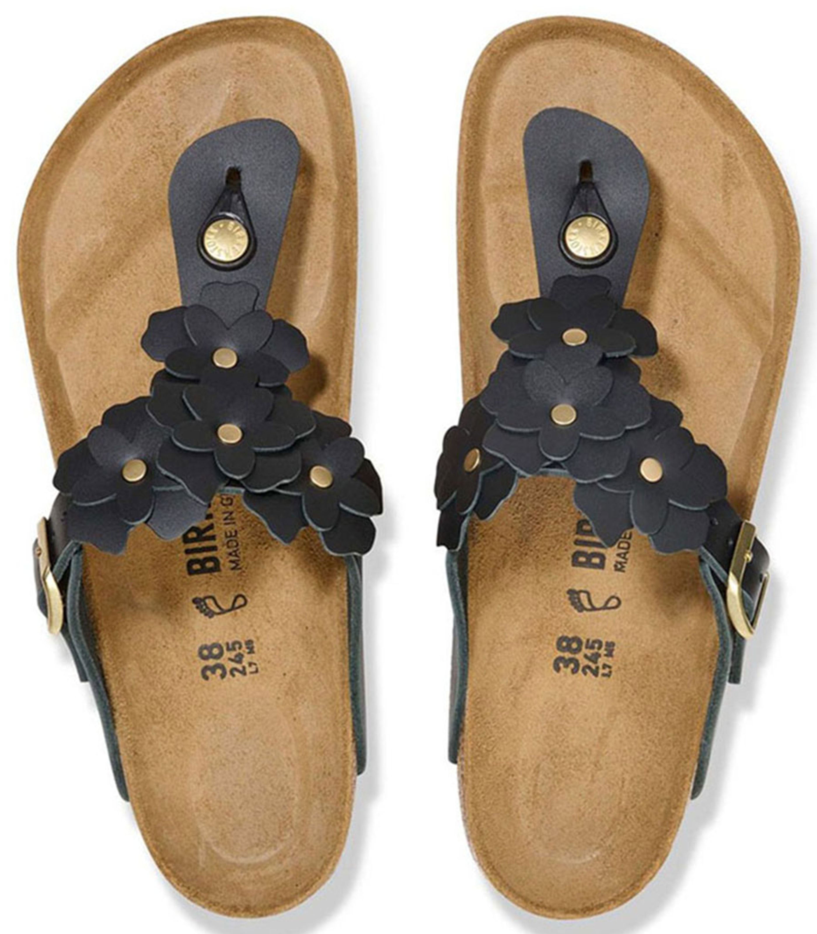 BIRKENSTOCK Gizeh Flower Embellishment Womens Black