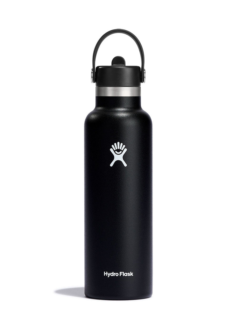 HYDRO FLASK 21 OZ STANDARD WITH FLEX STRAW CAP BLACK
