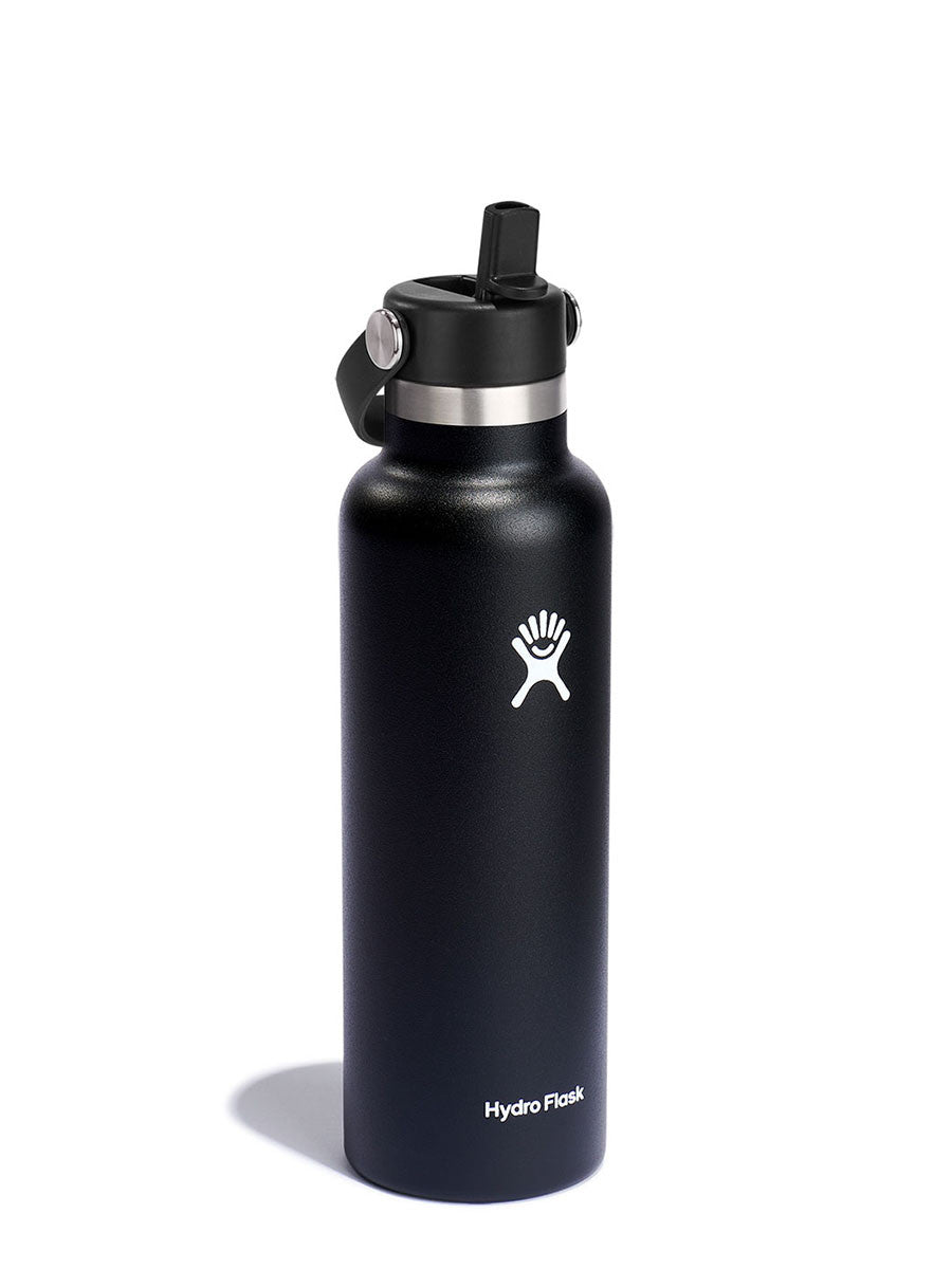 HYDRO FLASK 21 OZ STANDARD WITH FLEX STRAW CAP BLACK