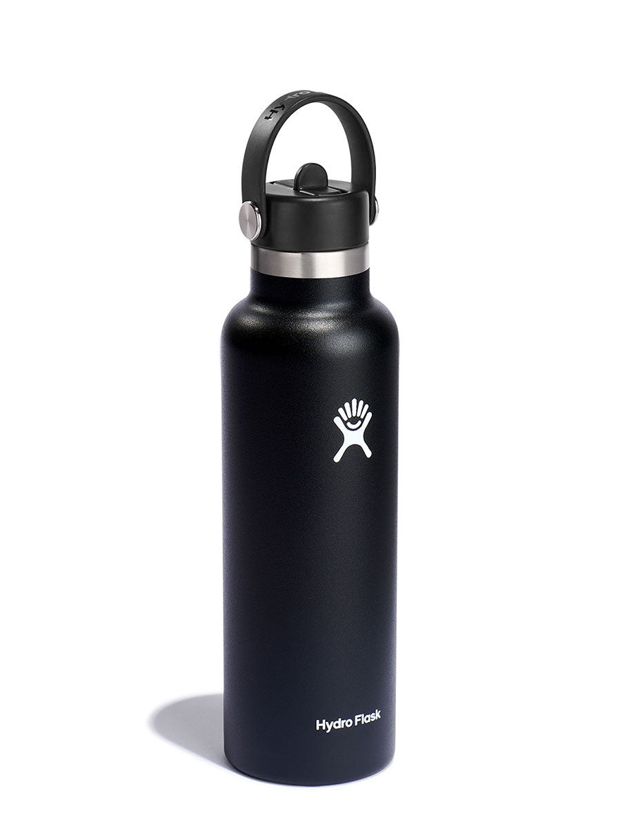 HYDRO FLASK 21 OZ STANDARD WITH FLEX STRAW CAP BLACK