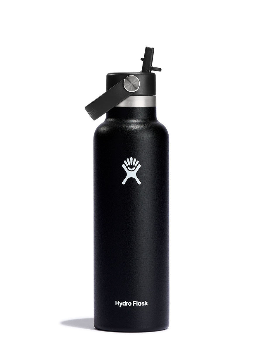 HYDRO FLASK 21 OZ STANDARD WITH FLEX STRAW CAP BLACK