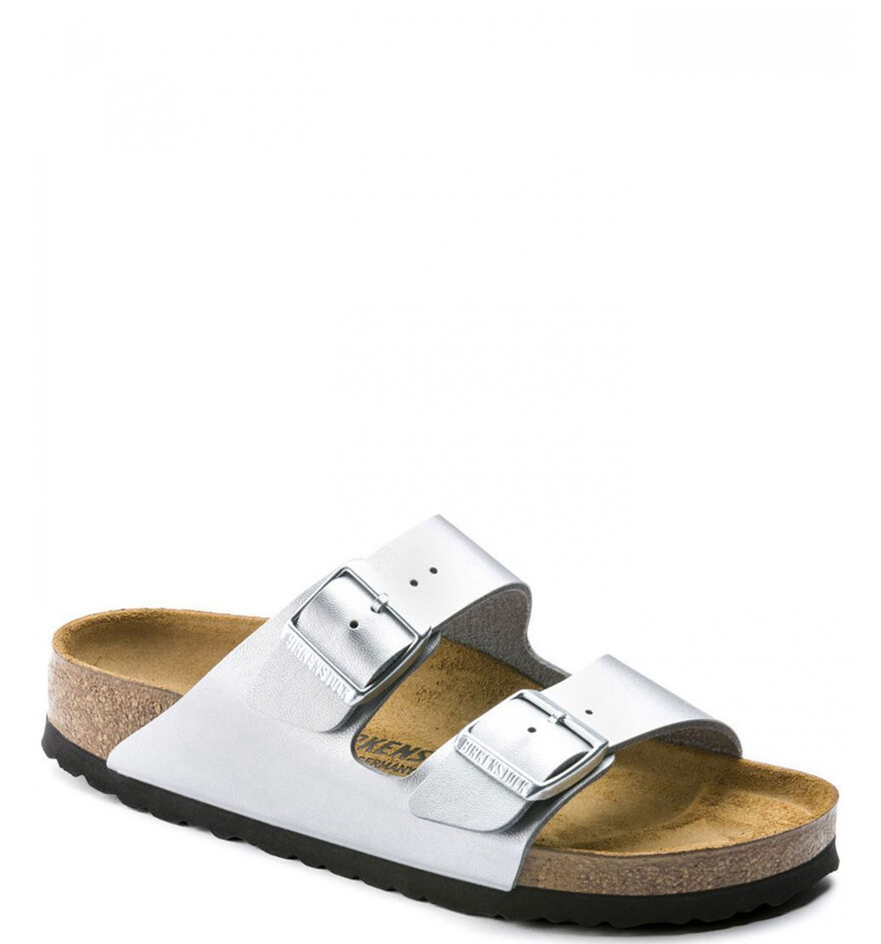 BIRKENSTOCK Arizona Birko-Flor Metallic Womens Silver