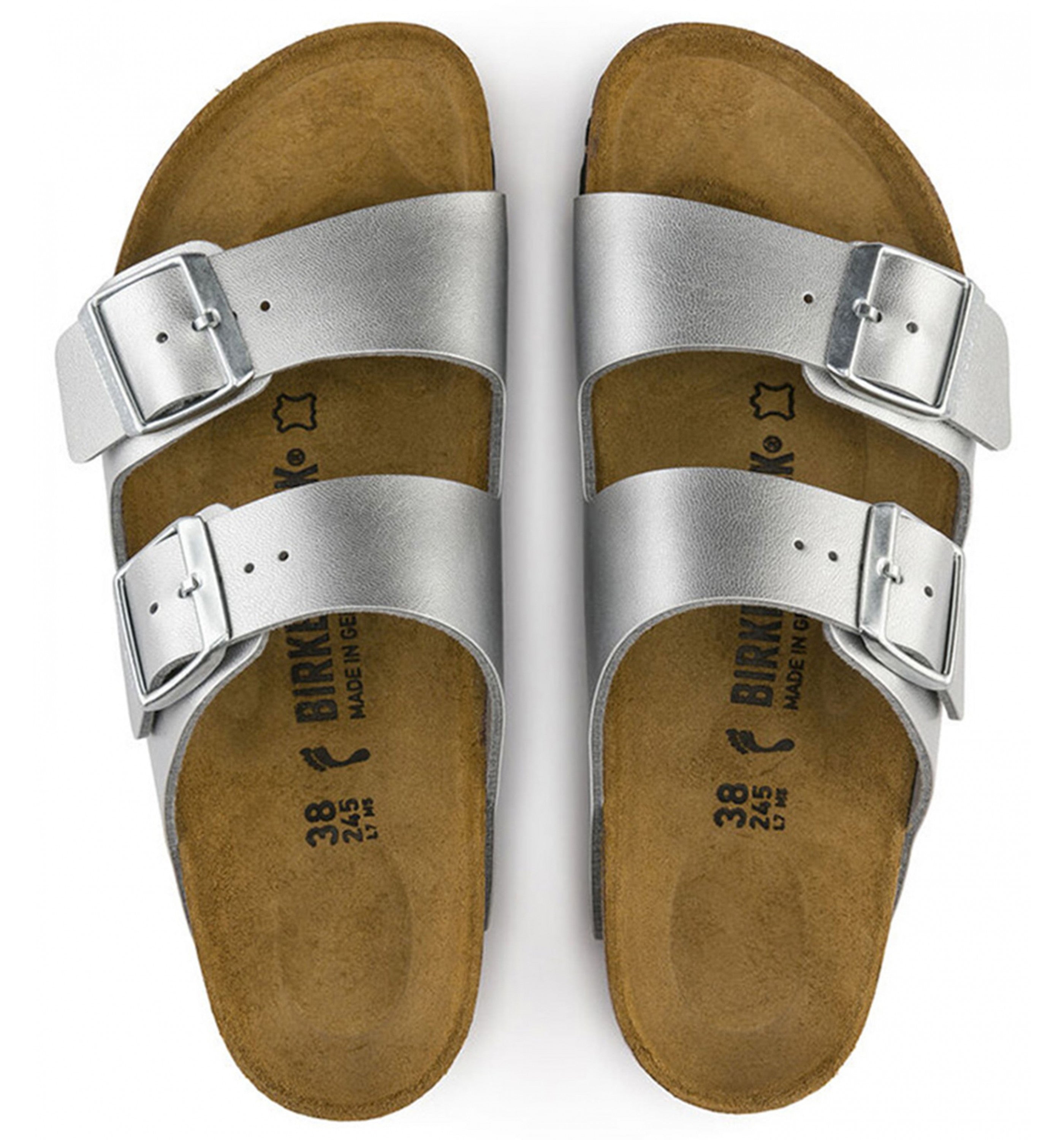 BIRKENSTOCK Arizona Birko-Flor Metallic Womens Silver